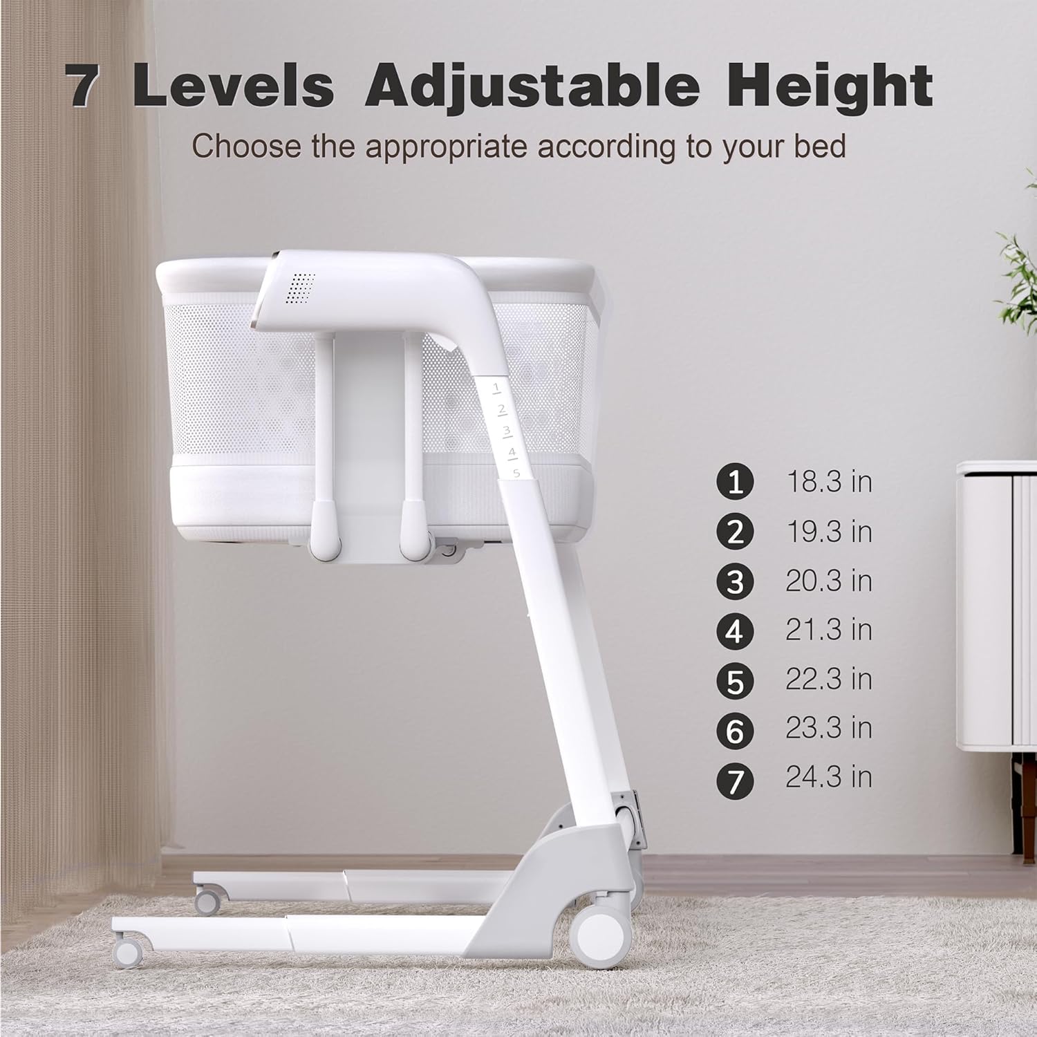 Maydolly Baby Bassinet with Automatic Cry Detection, Rocking Bassinet with Mattress for Newborns and Toddlers, White U73299