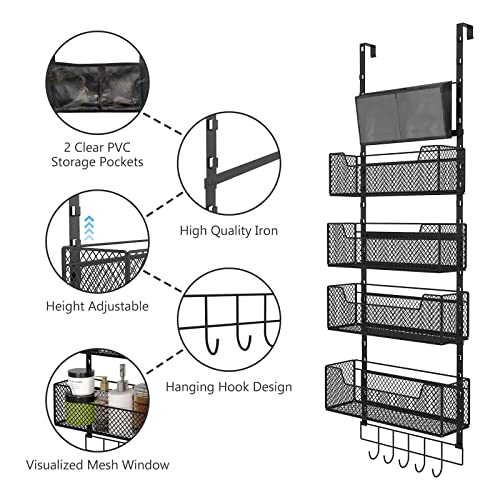 Adjustable Over The Door Organizer with 4 Metal Baskets, White H46810