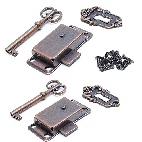Antique Bronze Cabinet Lock with Key and Mounting Screws Y945