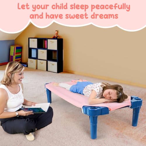 Cot Sheets for Daycare Standard Size - Soft Brushed Microfiber with Elastic Corner Strap, Pink F1059