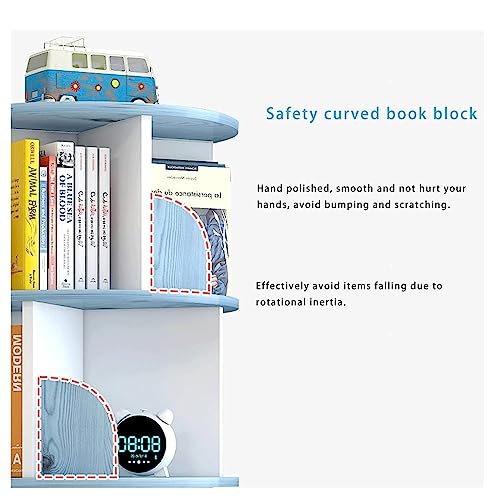 Flexible Bookcases 360° Rotating Bookshelf Wooden Standing Bookcase Corner Book Rack (Brown 40 * 160cm) X977