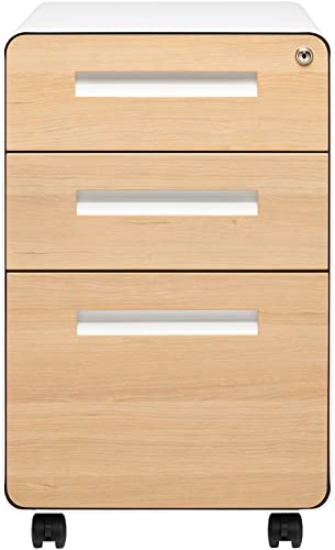 Laura Davidson Furniture Stockpile 3 Drawer Locking File Cabinet, White/Orange N581