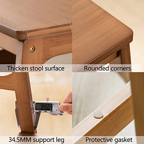 2-Step Ladder Stool, Folding Solid Wood Step Stool, Portable Non-Slip Display Stand U235899
