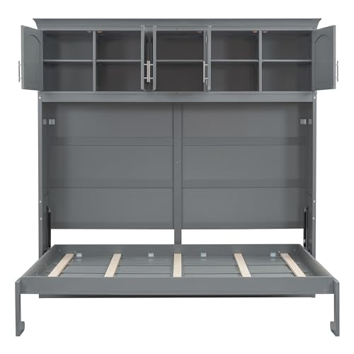 Full Size Murphy Bed with Built-in Wardrobe and 3 Drawers L229962