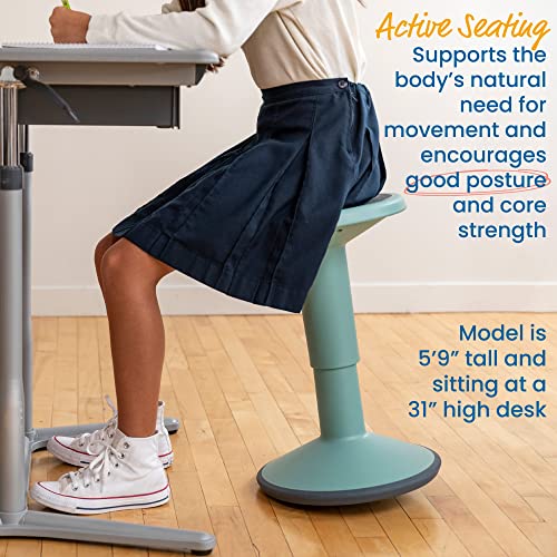 ECR4Kids SitWell Wobble Stool, Adjustable Height, Black Z4009