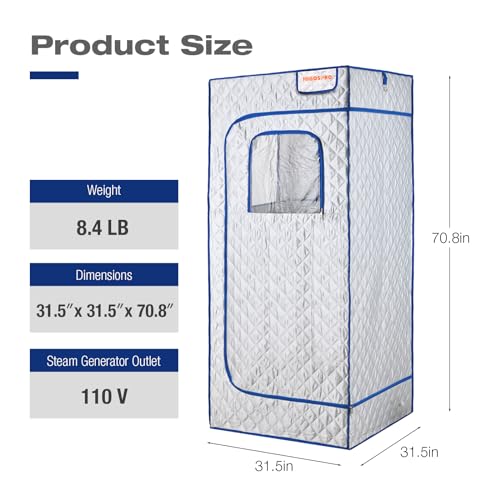 Portable Full Size Steam Sauna for Home Spa with Remote Control, Black B114472
