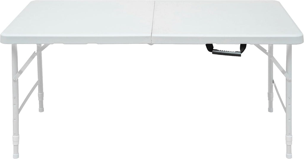Folding Table 4 Foot Portable, Plastic Foldable Table Adjustable Height with Carrying Handle for Dining, Picnic, Party, Camping