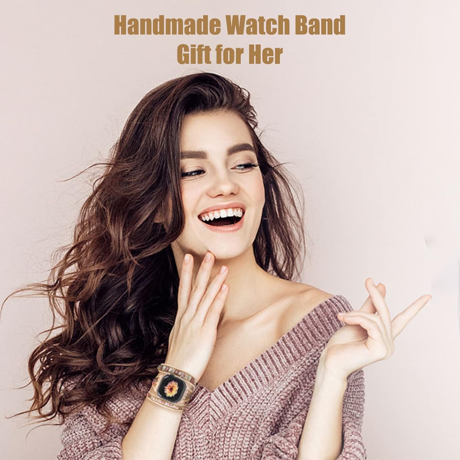 Handmade Beaded Boho Watch Band for Women, Compatible with Apple Watch 38-45mm X453884