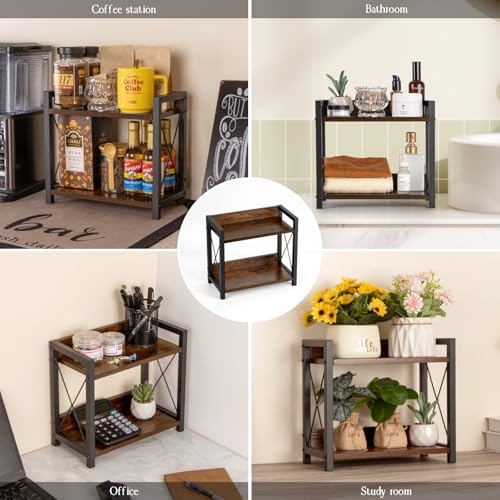 Spice Rack for Countertop, 2 Tier Wooden Kitchen Organizer - Grey W1874