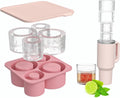 Ice Cube Tray for 40 oz Tumbler,4 Pcs Silicone Hollow Cylinder Ice Mold with Lid,Ice Cube Tray for Stanley Cup,For Travel Mug,Coffee,Whiskey,Cocktails,Keep Drinks Chilled, 15.2*15.2*5.25cm