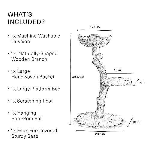 Wooden Cat Tree Tower with Single Branch Cat Condo by MAU LIFESTYLE C6797