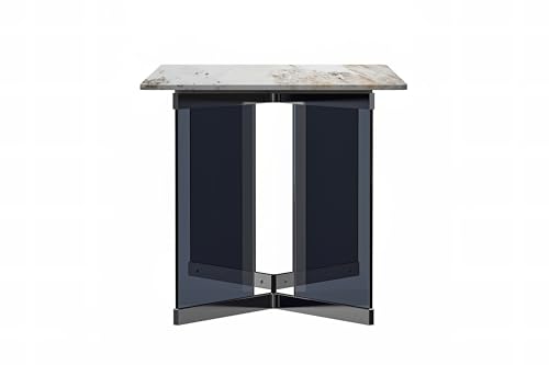 LeisureMod Oryn Series Rectangular Dining Table, 71 Inch, Medium Grey P759
