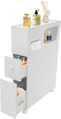 Bathroom Cabinet,Bathroom Storage Cabinet,Rolling Narrow Bathroom Storage Cabinet,Slim Bathroom Storage Cabinet for Home,Bathroom,White