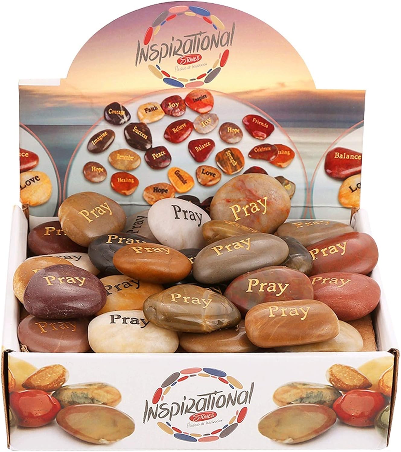 50PCS Pray Pray Stones Engraved Rocks Inspirational Gifts Prayer Stones Bulk Love Prayer Rocks Bulk Zen Chakra Stones Encouragement Rocks Wholesale Pray Rocks, 2"-3" each
