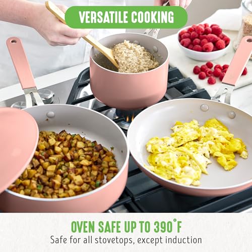 GreenLife Dream 10-Piece Ceramic Nonstick Cookware Set, Pots & Pans, PFAS-Free, Dishwasher Safe T8724
