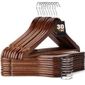 Korpai 30-Pack Wooden Hangers,Wooden Clothes Hangers with Smooth Shoulder Grooves,Suit Hangers with 360-Degree Rotatable Hook, Durable & Slim Wooden Hangers for Coats,Jackets,Dress,Pants ect,Natural