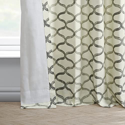 HPD Half Price Drapes Grommet Wavy Geometric Printed Curtains 108 Inches Long Cotton Curtains 1 Panel Room Darkening Window Curtains 50W x 108L Wavy Silver Grey G8137