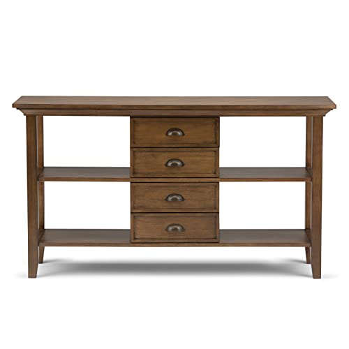 SIMPLIHOME Redmond Solid Wood 54" Console Sofa Table with Storage, Hickory Brown V557618