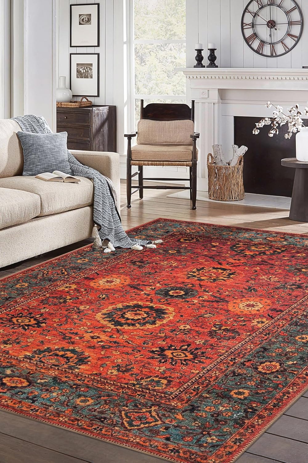Keen Home Design Machine Washable Area Rug with Non-slip Backing, Vintage Moroccan, 5' x 7' M36954