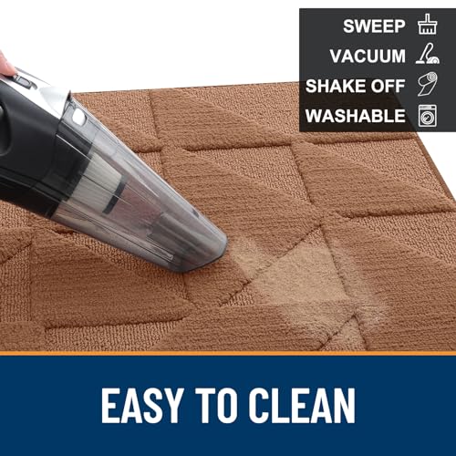 OLANLY Door Mats Indoor Non-Slip Absorbent Entrance Washable Mat, Black B717