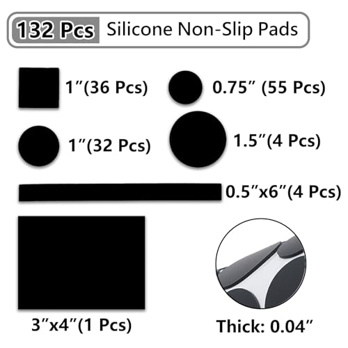 132 Pcs Non Slip Self-Adhesive Silicone Furniture Pads for Any Furniture and Appliances M81208