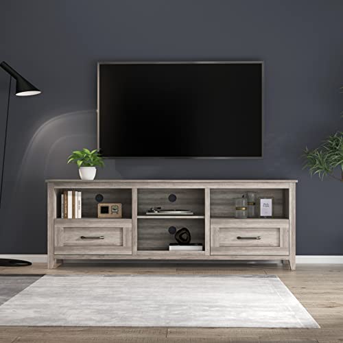 70" Farmhouse TV Stand with 2 Drawers and 4 Storage Compartments W600311