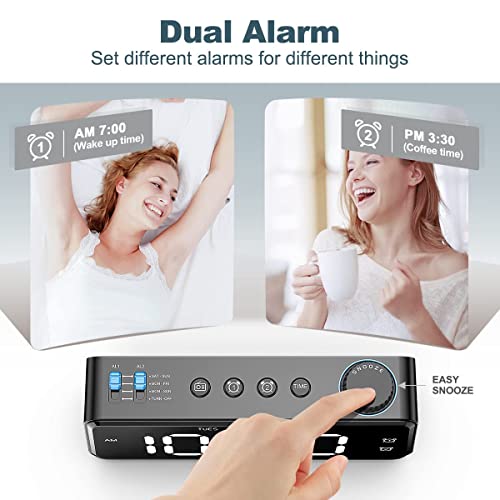 ANJANK Digital FM Radio Alarm Clock with Large Display for Bedroom Q9768