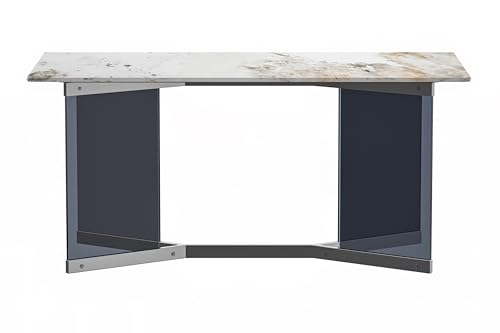 LeisureMod Oryn Series Rectangular Dining Table, 71 Inch, Medium Grey P759