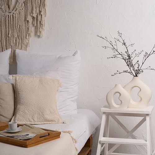 Nordic Flower Vase Set of 2, Ceramic White Vases for Modern Farmhouse Decor I363200