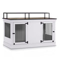 MCombo Large Dog Crate Furniture TV Stand, Wooden Dog Kennel with Double Doors, Indoor Furniture Style Dog Crate House End Table, 1861 (Brown)