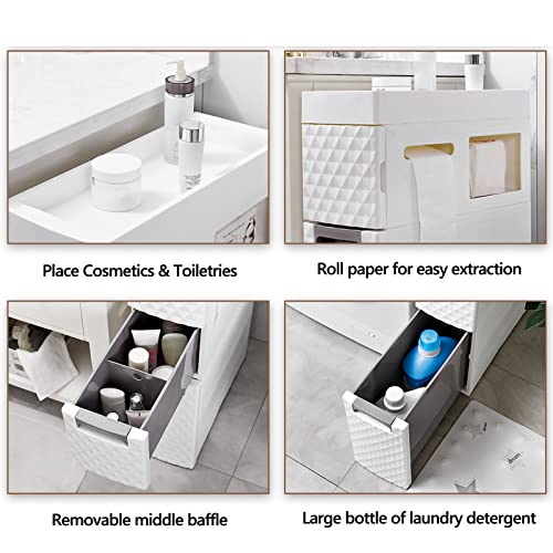 Small Bathroom Storage Cabinet with Moveable Drawers and Wheels X283