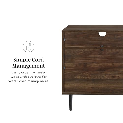 Walker Edison Modern Wood Nightstand with Drawer and Shelf, 25 Inch, Slate Grey V68603
