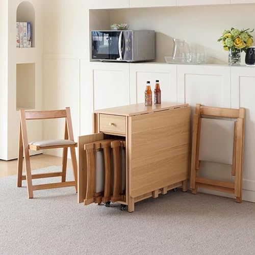Solid Wood Dining Table Set with 4 Chairs and Storage Q62603