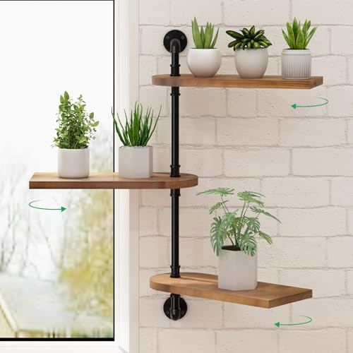 3-Tier Rotating Window Plant Shelf,Wooden Indoor Plant Stand, Wall Plant Holder, Optimal Light Exposure for Indoor Multiple Plants, Enhance Home Decor, Gift Idea for Plant Lovers