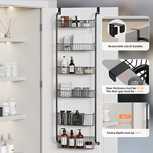 TIMEBAL 8 Tier Over the Door Pantry Organizer with 8 Full Baskets, White V212