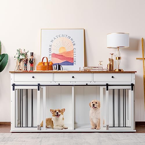 Scurrty Wooden Dog House Pet Furniture for Small Medium Dogs Indoor Use Grey-M O39762
