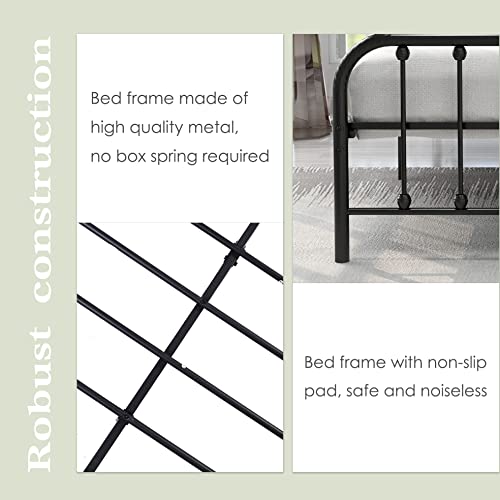 alazyhome Twin Size Metal Platform Bed Frame with Headboard and Footboard, Gold P164595