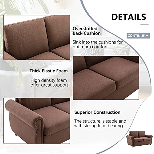 RUNNA Modern Linen Pull Out Sofa Bed with Twin Memory Foam Mattress, Gray F452643