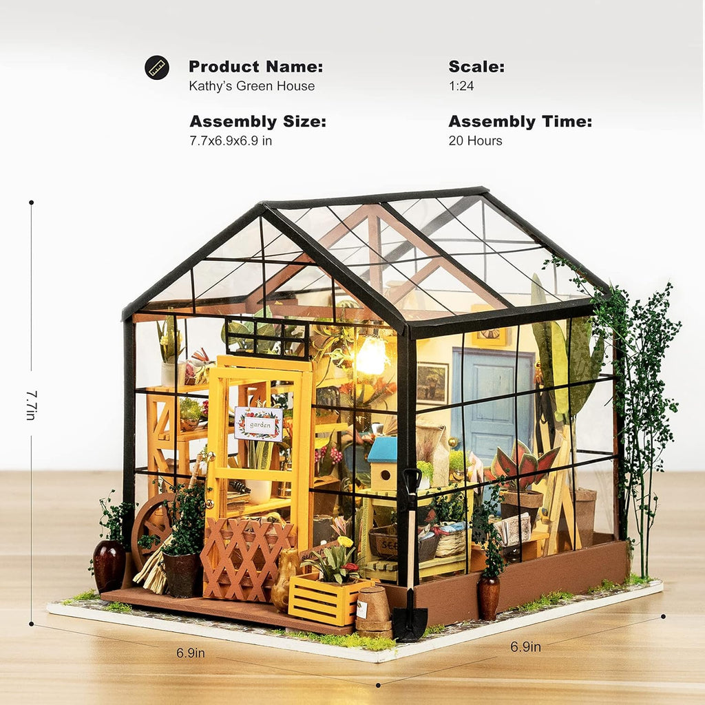 Rolife DIY Miniature Dollhouse Greenhouse Kit with Sunshine Town Book Nook B467