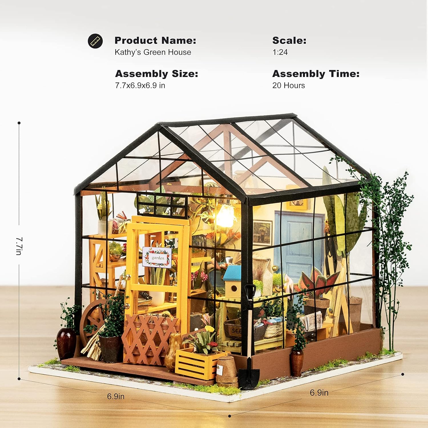 Rolife DIY Miniature Dollhouse Greenhouse Kit with Sunshine Town Book Nook B467