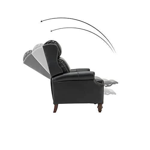 HULALA HOME Genuine Leather Wingback Push Back Recliner Chair with Solid Wood Legs W573313