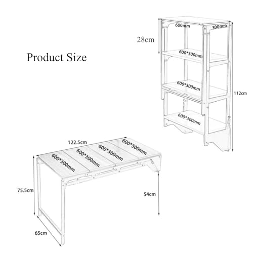 Murphy Folding Table Wall-Mounted Drop-Leaf Dining Table with Storage Shelf M291