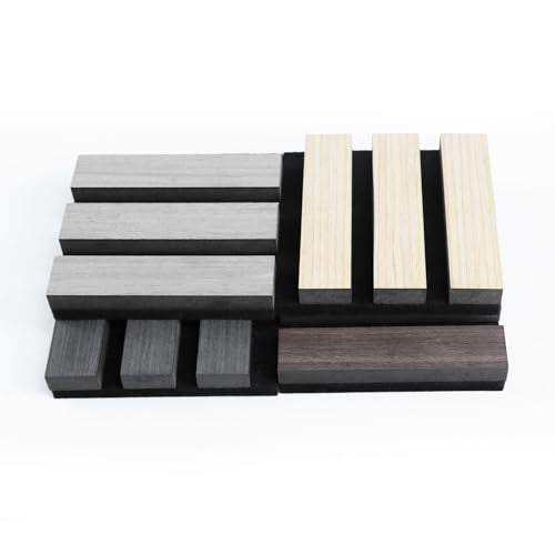 2PCS Wood Wall Panels 3D Fluted Sound Absorbing Walnut Finish I385324