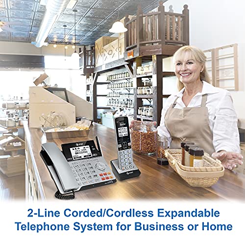 AT&T TL86103 2-Line Corded/Cordless Phone for Small Business with Answering Machine Q761502