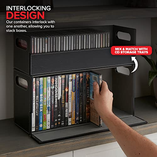 Stock Your Home DVD Storage Box, Faux Leather White, Holds 28 DVDs V972606