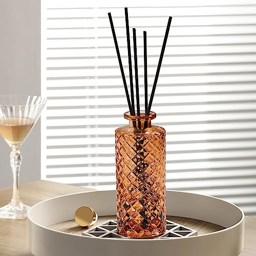 ComSaf Glass Bud Vases Set of 12, Mini Diamond Vases for Centerpieces, Gradient Amber B68600