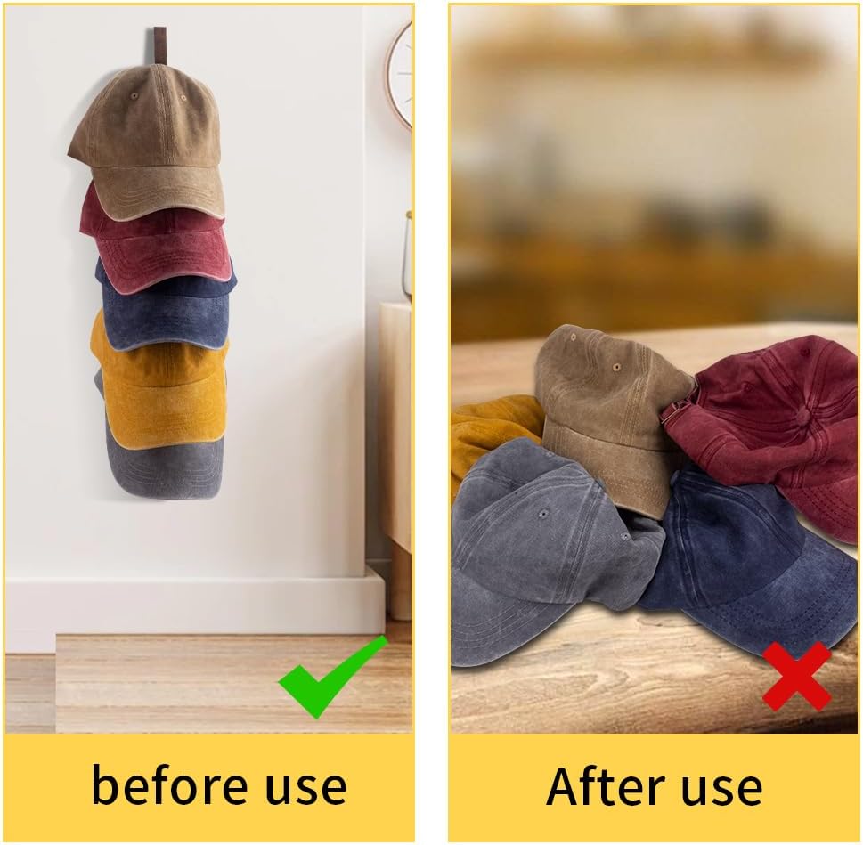 Wall Mounted Wooden Hat Rack for Baseball Caps, 3 Pack Q8953