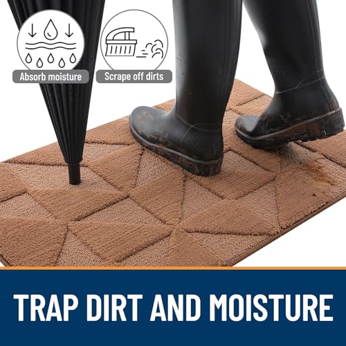 OLANLY Door Mats Indoor Non-Slip Absorbent Entrance Washable Mat, Black B717