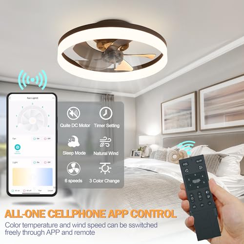 15.7" Ceiling Fan with Lights and Remote, Flush Mount for Bedroom Z9624