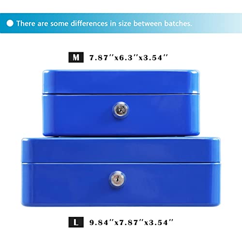 xydled Cash Box with Money Tray and Key Lock, Metal, Black P673433